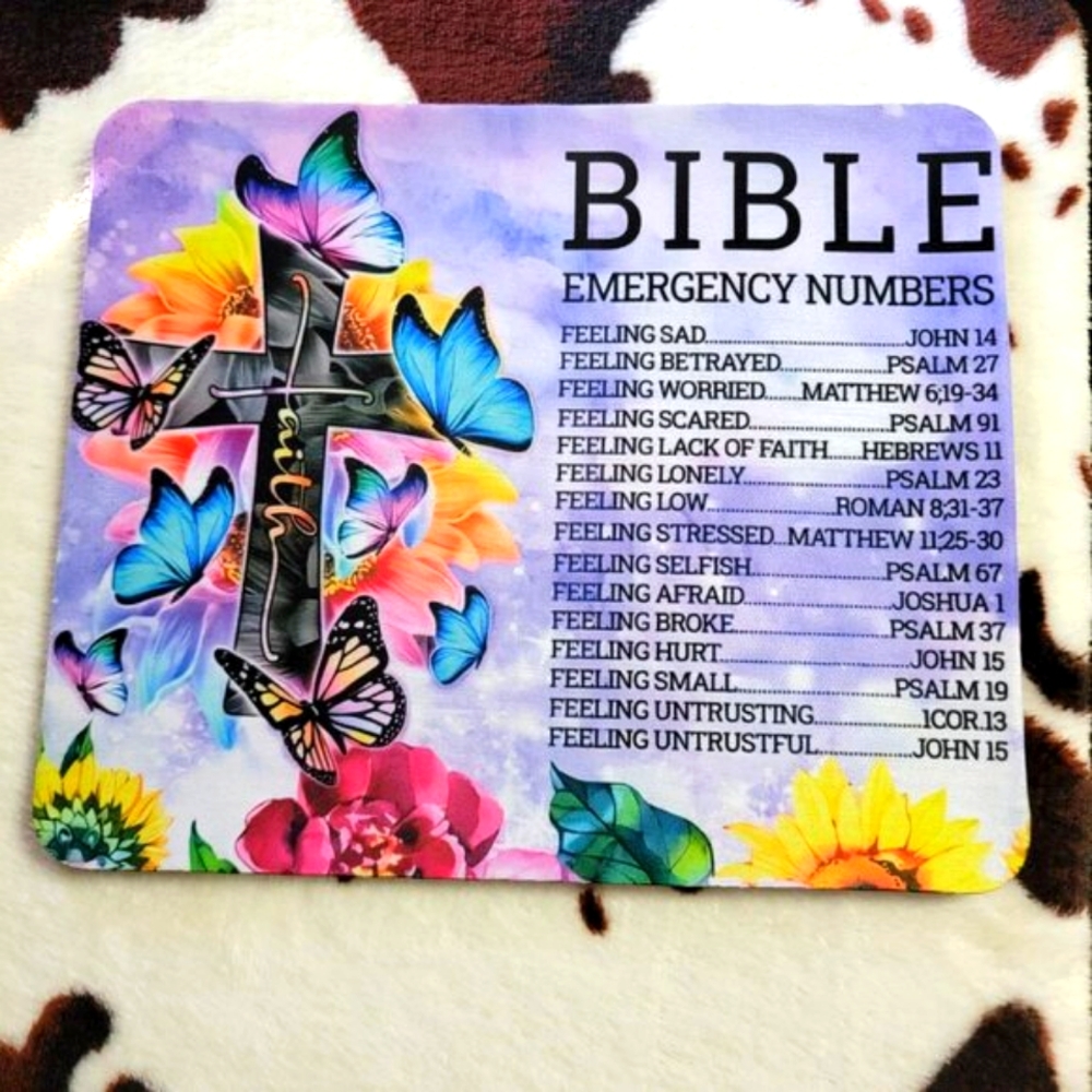 Faith Bible Cross Computer Non Slip Custom Mouse Pad Handmade